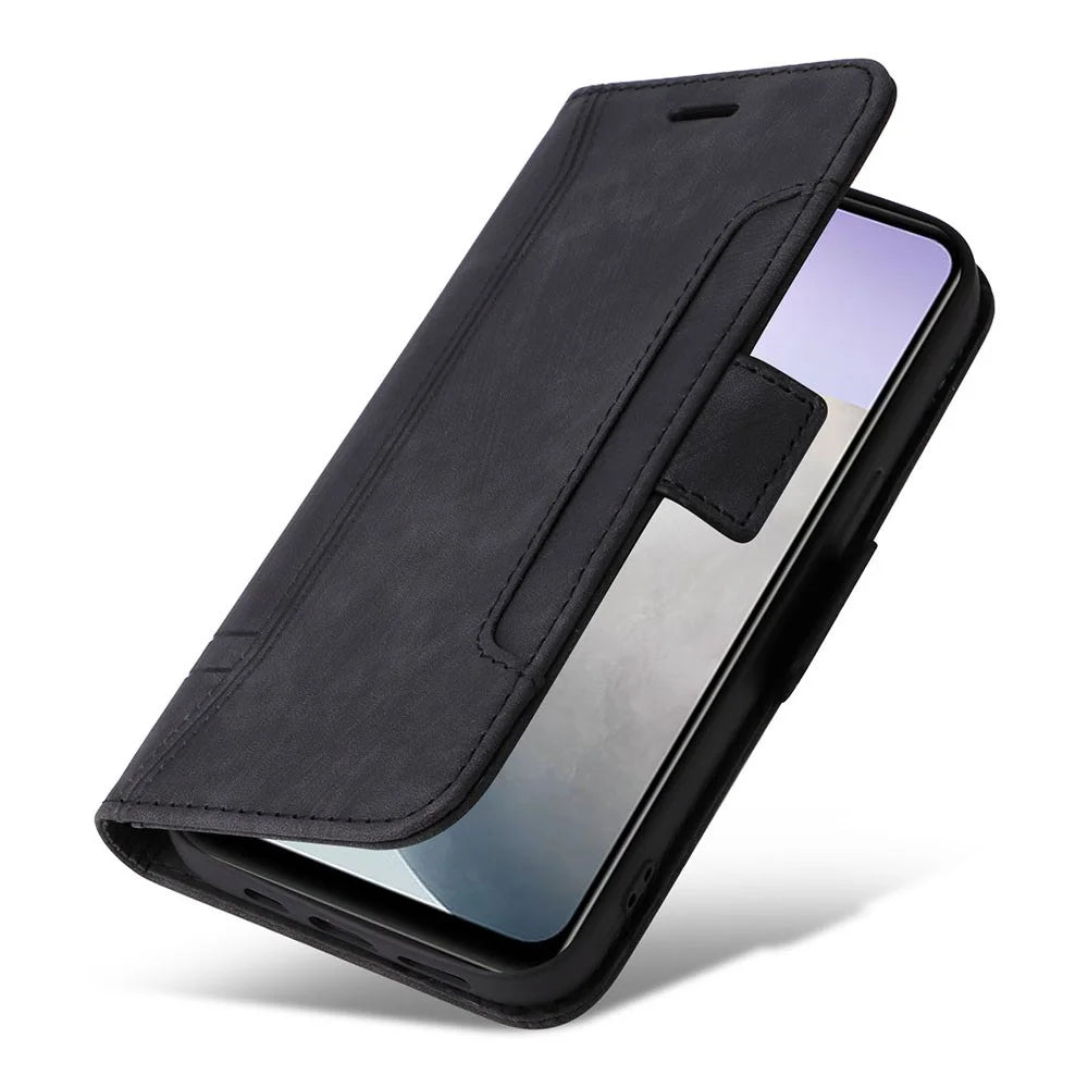BETOPNICE 001 For vivo Y02 4G / Y11 (2023) / Y02A 4G Protective Cover Stitching Imprinted PU Leather Wallet Phone Case - Black - 5
