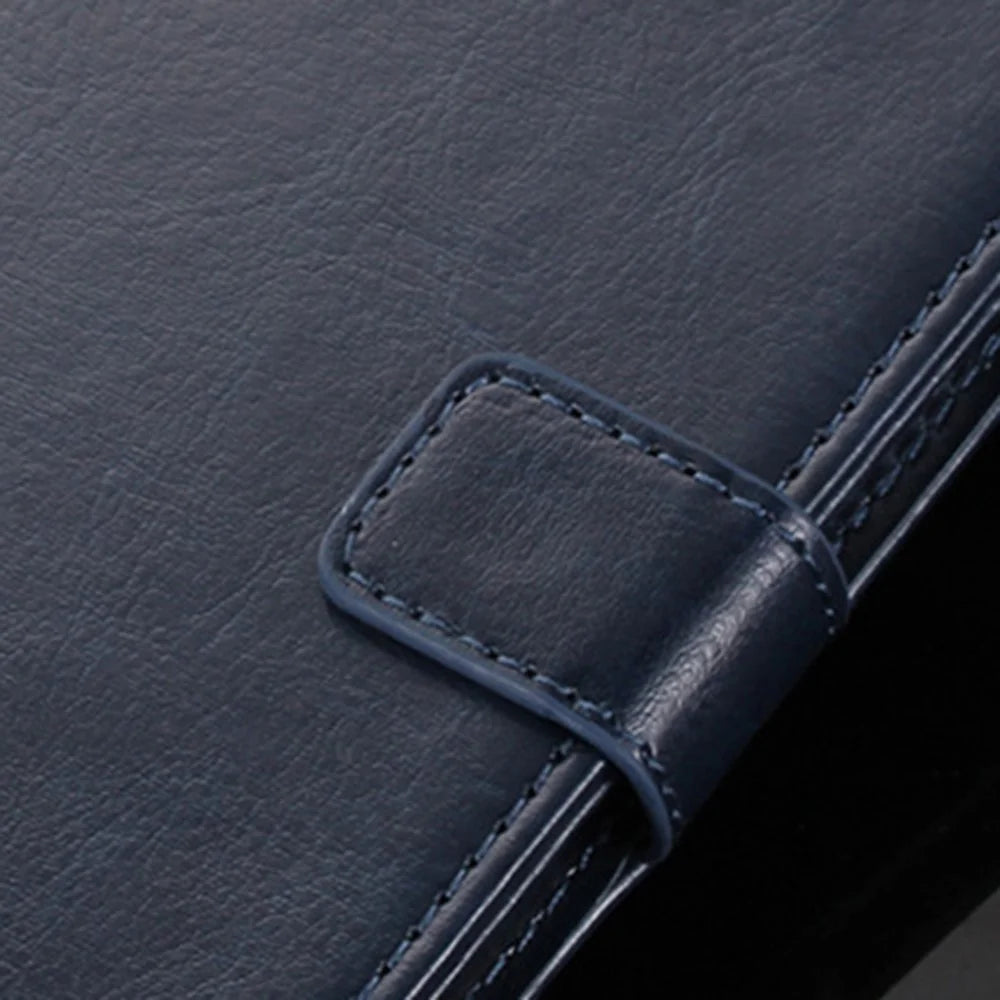 For Doogee N50 PU Leather Wallet Case Crazy Horse Texture Anti-drop Stand Cover - Dark Blue - 3