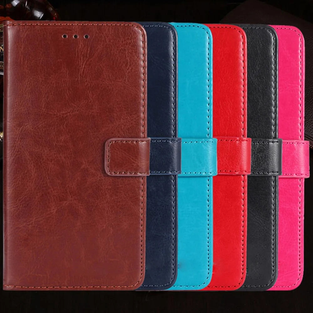 For Doogee N50 PU Leather Wallet Case Crazy Horse Texture Anti-drop Stand Cover - Dark Blue - 7