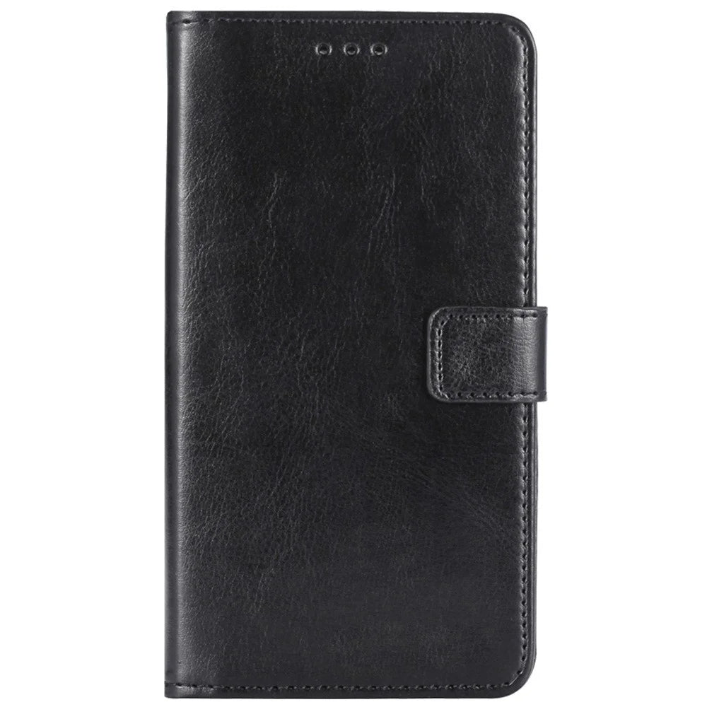 For Doogee X98 Crazy Horse Texture PU Leather Phone Case Wallet Stand Phone Cover - Black - 2