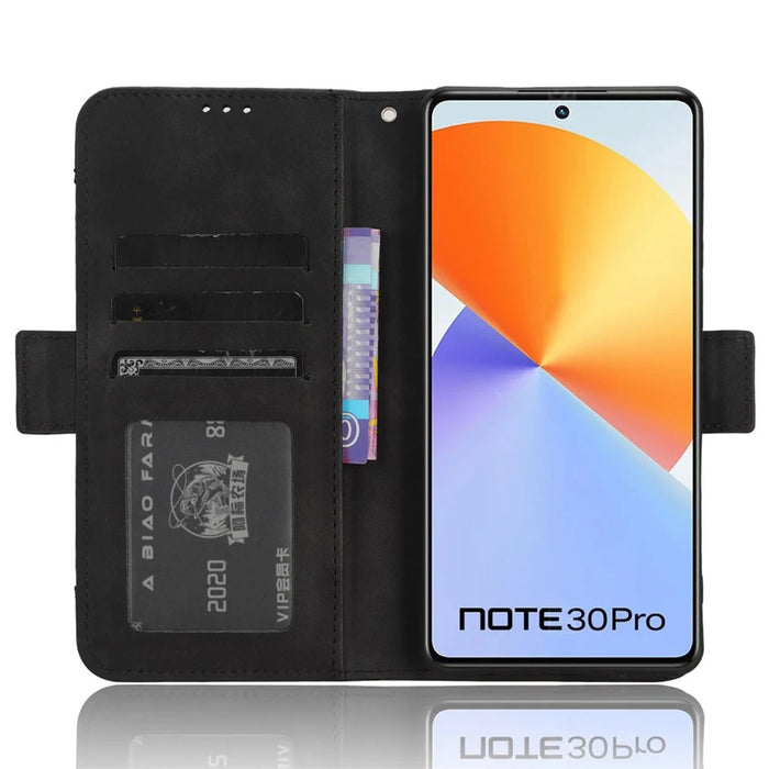 For Infinix Note 30 Pro 4G X678B Multiple Card Slots Drop-Proof Cover PU Leather Stand Wallet Phone Case - Black - 2