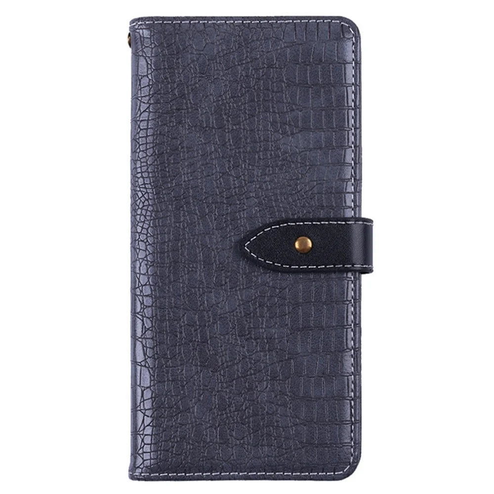 IDEWEI For Doogee X98 Crocodile Texture Stand PU Leather Wallet Phone Cover Phone Shell - Grey - 1