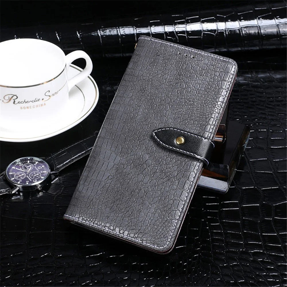 IDEWEI For Doogee X98 Crocodile Texture Stand PU Leather Wallet Phone Cover Phone Shell - Grey - 3