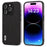 ABEEL For iPhone 15 Pro Anti-Scratch Phone Case Cowhide Leather + PC Litchi Texture Cover - Black - 1