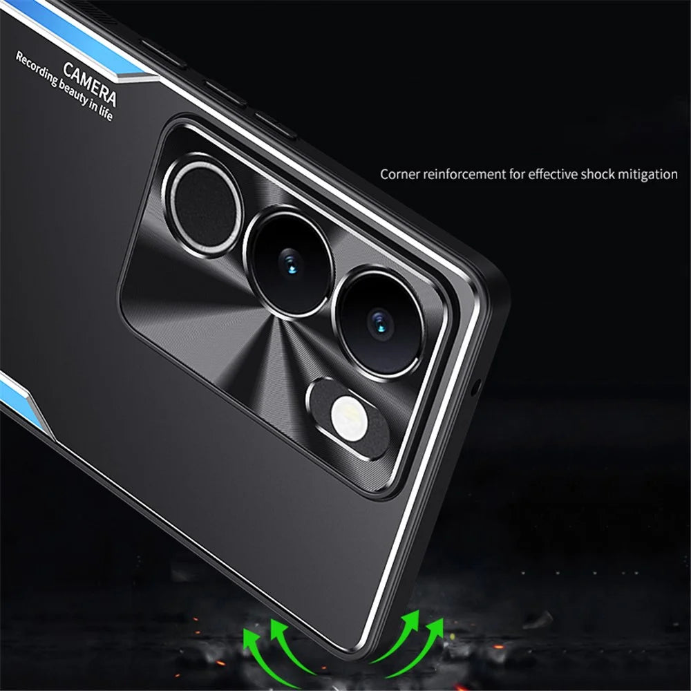 For vivo S17 5G Kickstand Design Phone Cover TPU + Aluminium Alloy Anti-Fingerprint Phone Case - Blue - 7
