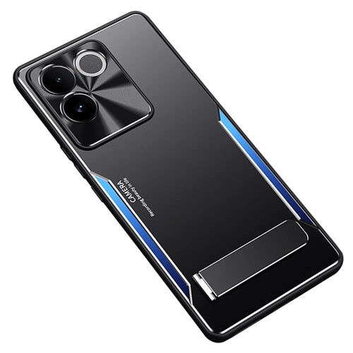 Kickstand Phone Case For vivo S17e 5G , Anti-Scratch TPU + Aluminium Alloy Phone Cover Smartphone Shell - Blue - 1