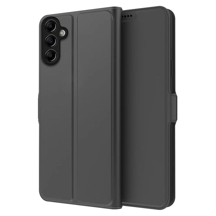For Samsung Galaxy A34 5G Card Holder PU Leather Phone Case Foldable Stand Phone Cover - Black - 1