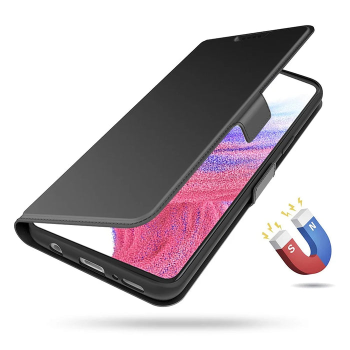 For Samsung Galaxy A34 5G Card Holder PU Leather Phone Case Foldable Stand Phone Cover - Black - 4