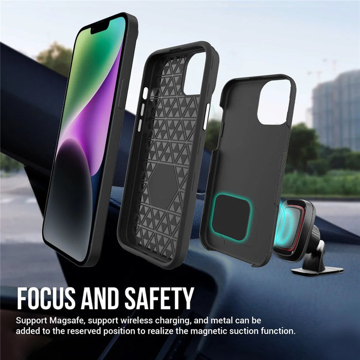 Four Corner Anti-drop Phone Case for iPhone 15 , TPU+PC Protective Phone Cover - Black - 3
