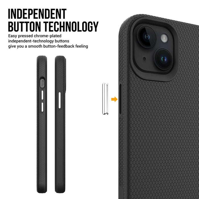 Four Corner Anti-drop Phone Case for iPhone 15 , TPU+PC Protective Phone Cover - Black - 4