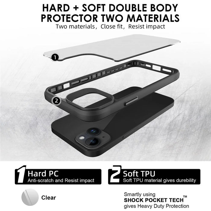 Combat X Mode Series for iPhone 15 Four Corner Shockproof Phone Case TPU + PC Back Cover - Black - 5