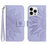 HT04 For iPhone 15 Pro Max Anti-drop Phone Case Sunflower Pattern Stand Leather Wallet Cover with Hand Strap - Light Purple - 1