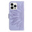 HT04 For iPhone 15 Pro Max Anti-drop Phone Case Sunflower Pattern Stand Leather Wallet Cover with Hand Strap - Light Purple - 7