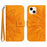 HT04 For iPhone 15 Plus Anti-drop Phone Leather Wallet Case Sunflower Pattern Stand Cover with Hand Strap - Yellow - 1