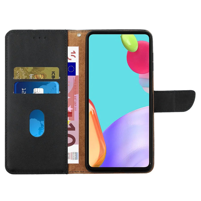 HT02 Wallet Stand Case for iPhone 15 Pro Anti-drop Genuine Cow Leather Nappa Texture Phone Cover - Black - 2