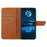 HT05 Leather Cover for iPhone 15 Skin-touch Flip Stand Wallet Imprinted Line Phone Case - Brown - 2