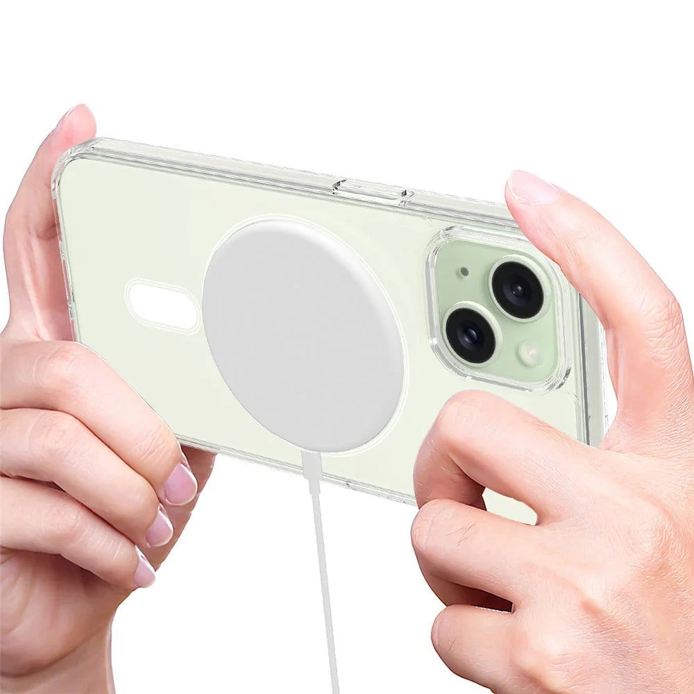 Clear Phone Case for iPhone 15 , Magnetic Ring Acrylic+TPU Phone Shell Cover Compatible with MagSafe - 6