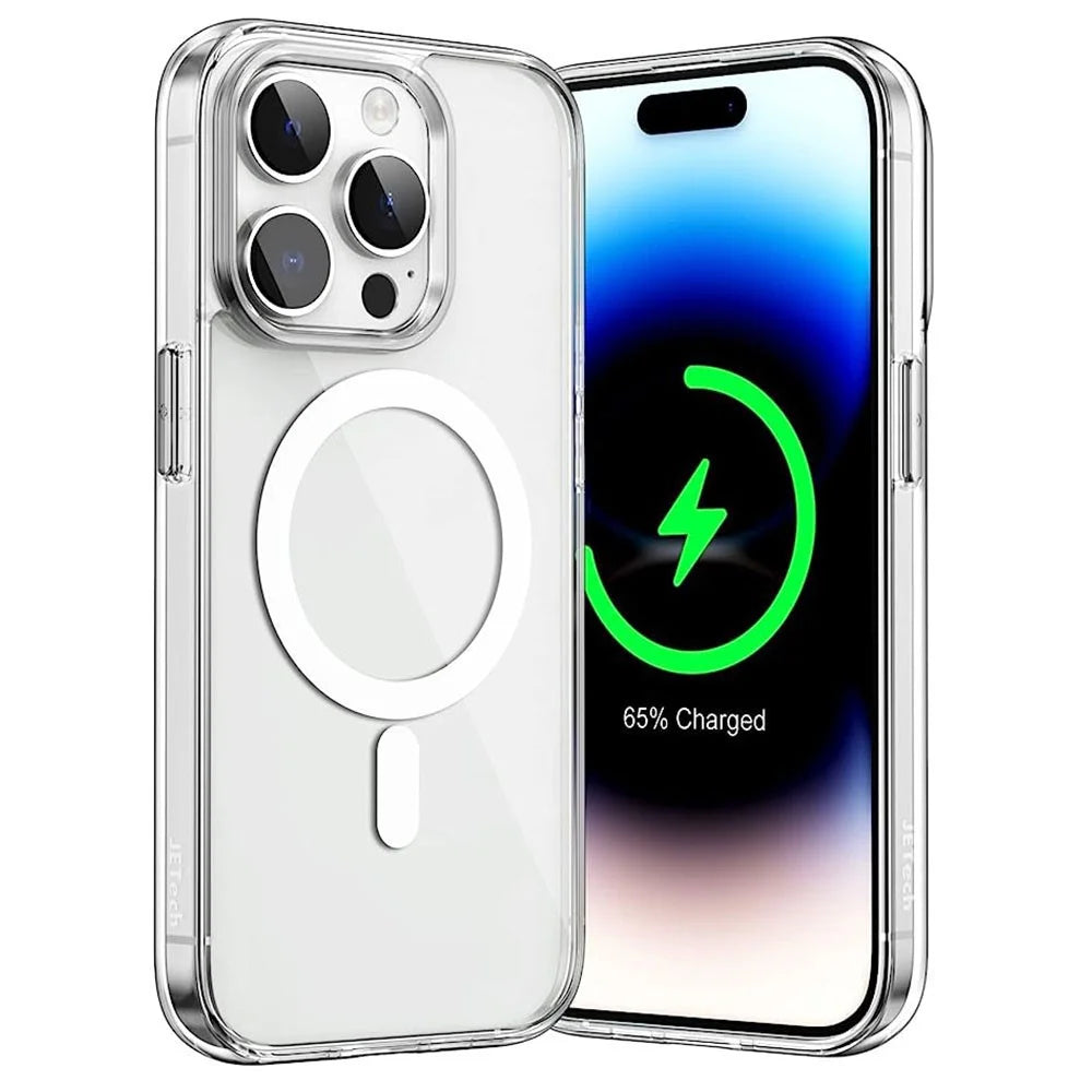 For iPhone 15 Pro Max Mobile Phone Case Clear Design Magnetic Ring Acrylic+TPU Phone Shell Cover Compatible with MagSafe - 1