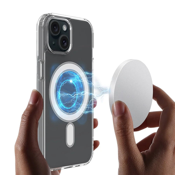 For iPhone 15 Plus Magnetic Ring Design Clear Phone Cover Case Acrylic+TPU Phone Shell Compatible with MagSafe - 5
