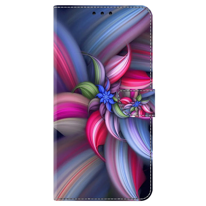 For Samsung Galaxy A23 5G (Global Version) Leather Flip Case Printed 3D Pattern Stand Wallet Phone Cover - Colorful Flowers - 7