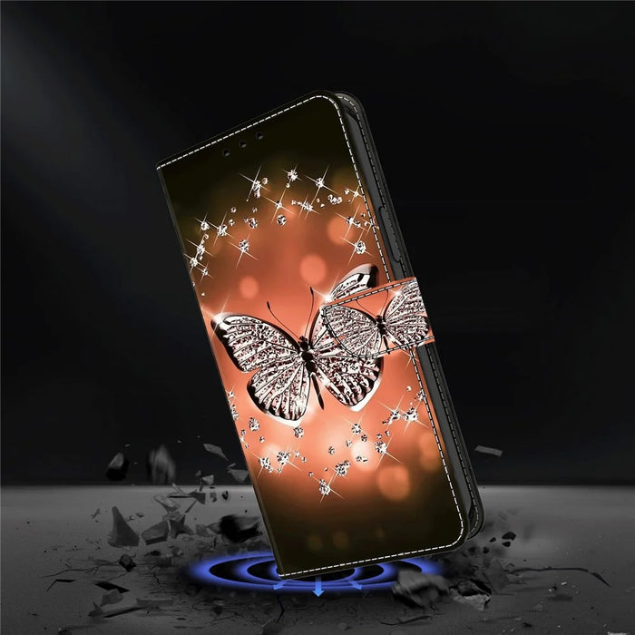 For Samsung Galaxy A32 5G Leather Phone Case 3D Pattern Printing Stand Wallet Folio Cover - Crystal Butterfly - 4