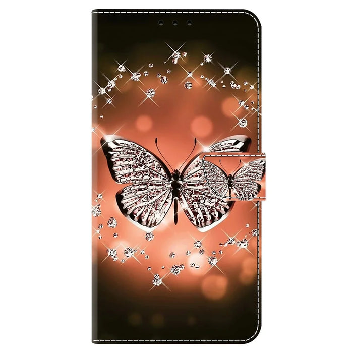 For Samsung Galaxy A32 5G Leather Phone Case 3D Pattern Printing Stand Wallet Folio Cover - Crystal Butterfly - 7