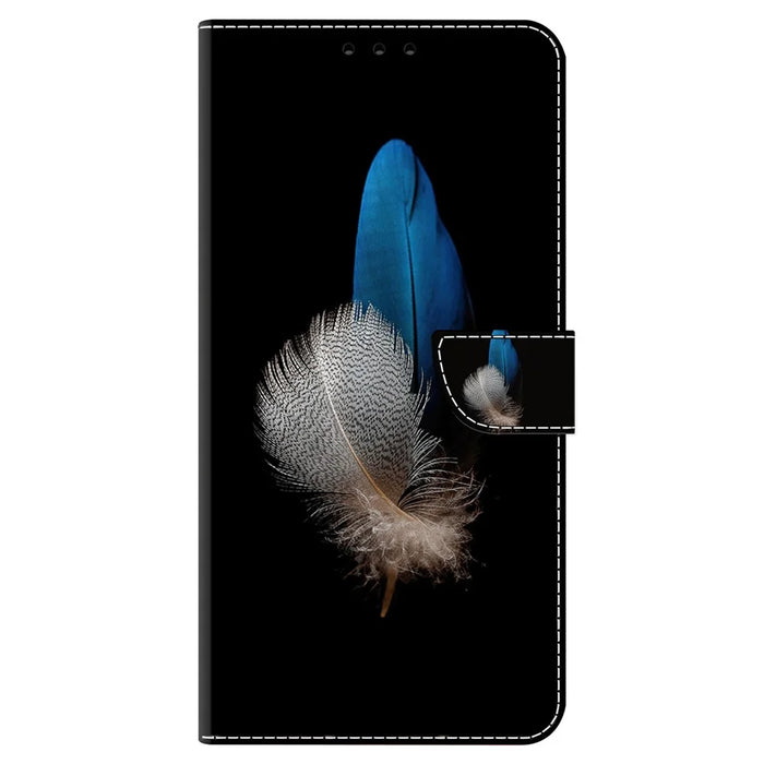 Wallet Case for Samsung Galaxy A52 4G / 5G / A52s 5G , PU Leather Stand 3D Pattern Printing Phone Cover - Two Feathers - 7