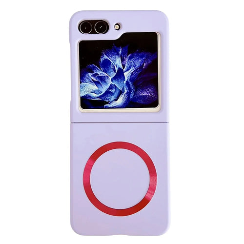For Samsung Galaxy Z Flip5 5G Magnetic Case Skin-touch Hard PC Phone Cover - Purple - 1