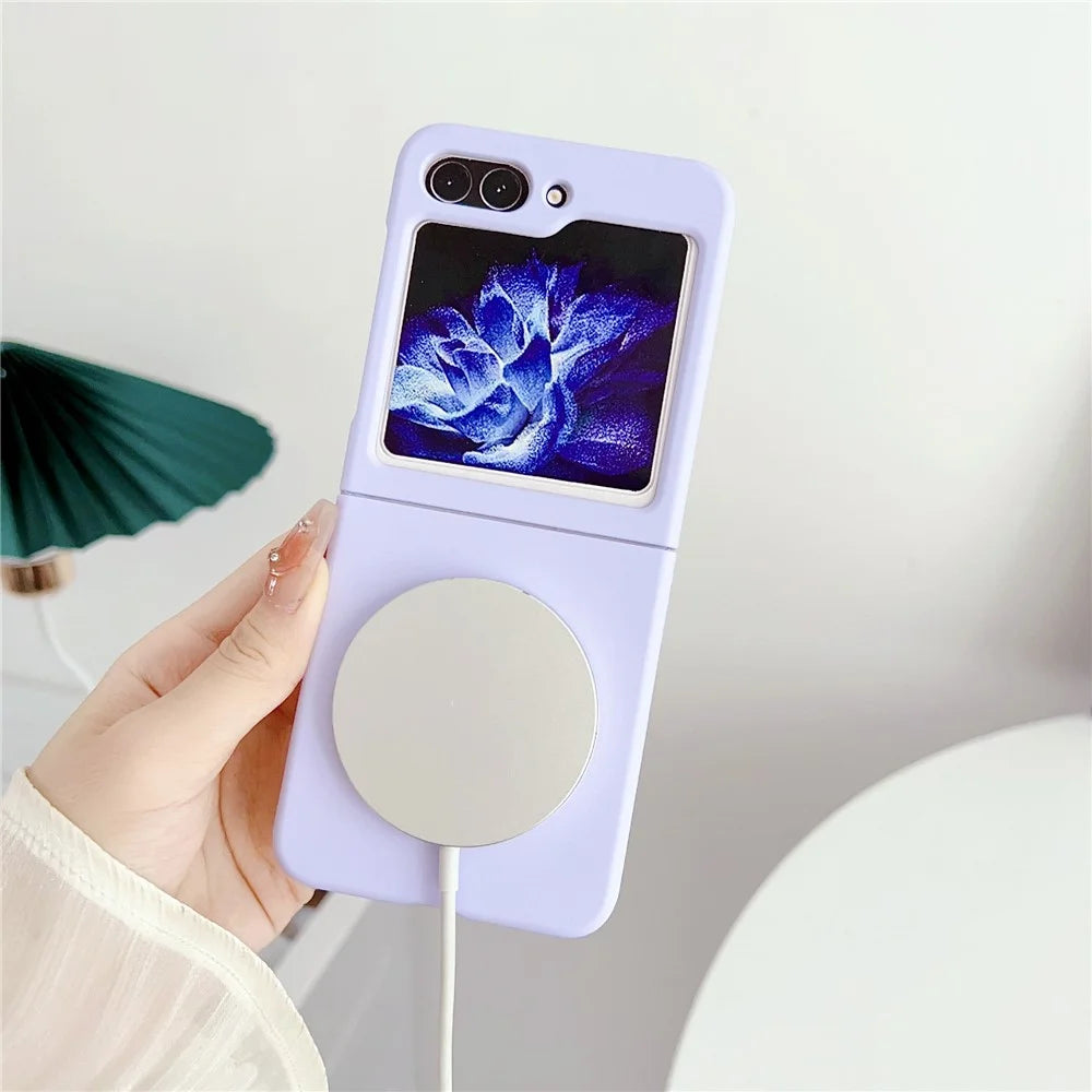 For Samsung Galaxy Z Flip5 5G Magnetic Case Skin-touch Hard PC Phone Cover - Purple - 2