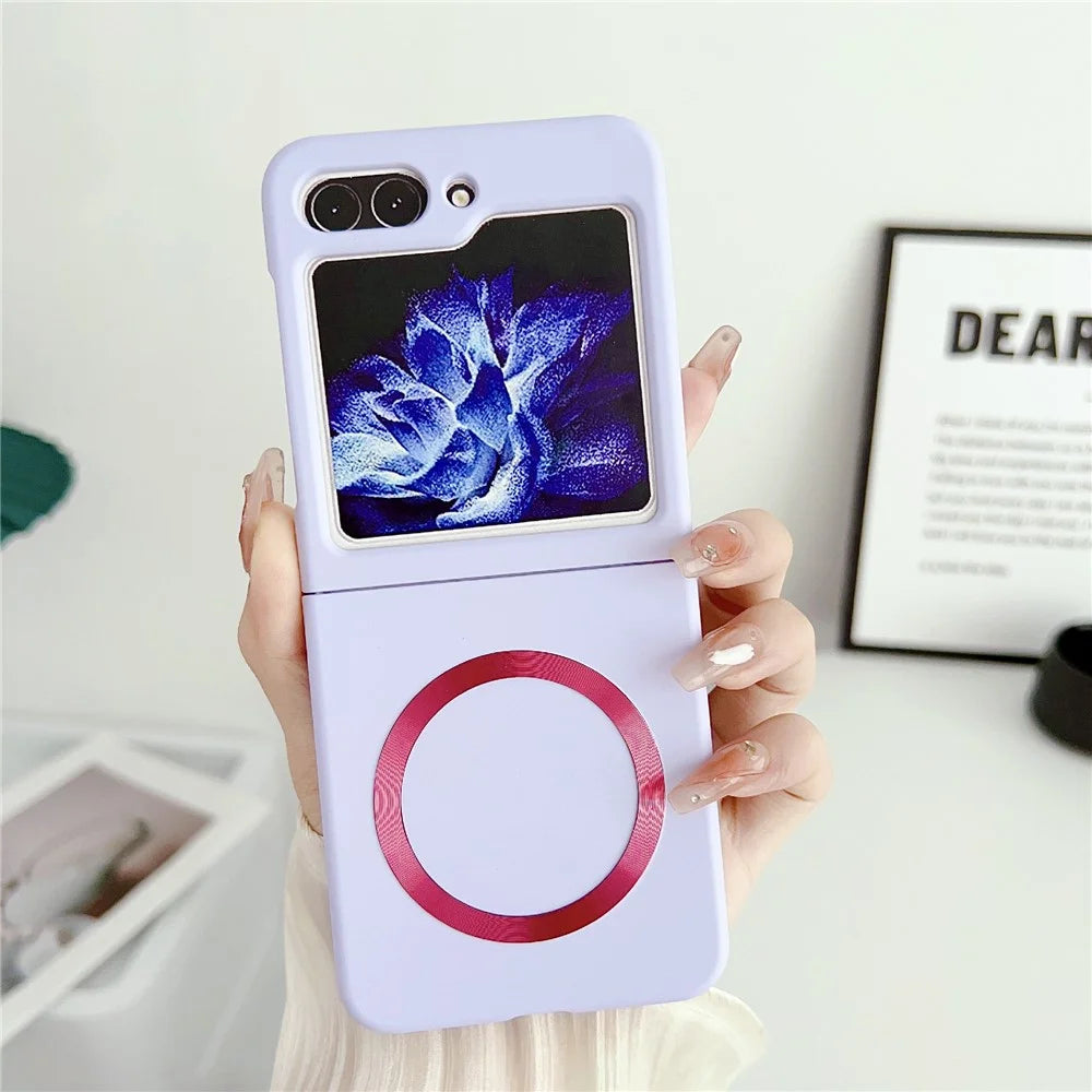 For Samsung Galaxy Z Flip5 5G Magnetic Case Skin-touch Hard PC Phone Cover - Purple - 3