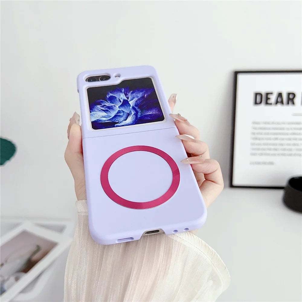 For Samsung Galaxy Z Flip5 5G Magnetic Case Skin-touch Hard PC Phone Cover - Purple - 4