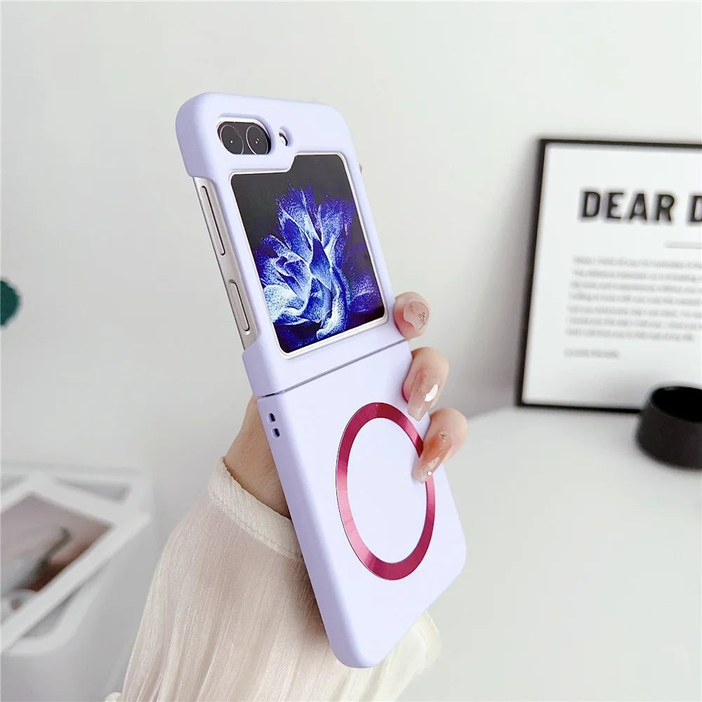 For Samsung Galaxy Z Flip5 5G Magnetic Case Skin-touch Hard PC Phone Cover - Purple - 5
