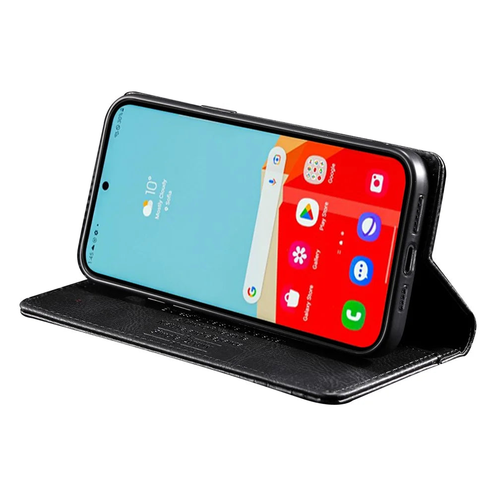 TTUDRCH Style 007 RFID Blocking Case for Samsung Galaxy A24 4G (162.1 x 77.6 x 8.3mm) Wallet Stand Leather Phone Cover - Black - 3