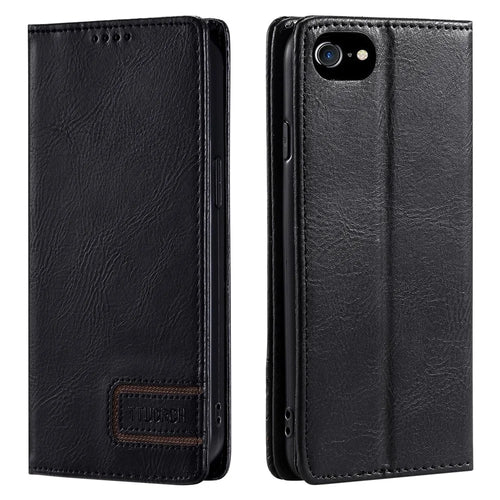 TTUDRCH Style 007 Wallet Case for iPhone 6 / 6s / 7 / 8 / SE (2020) / SE (2022) Stand RFID Blocking Leather Phone Cover - Black - 1