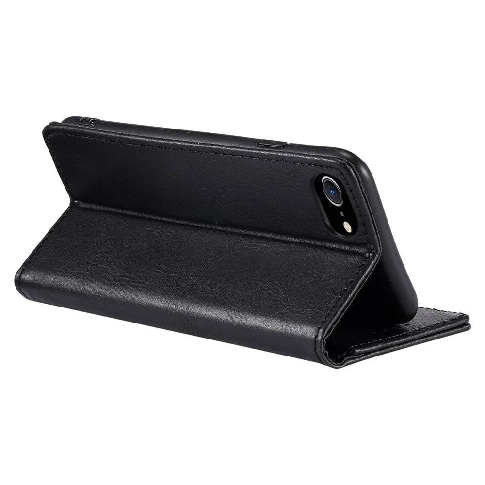 TTUDRCH Style 007 Wallet Case for iPhone 6 / 6s / 7 / 8 / SE (2020) / SE (2022) Stand RFID Blocking Leather Phone Cover - Black - 4