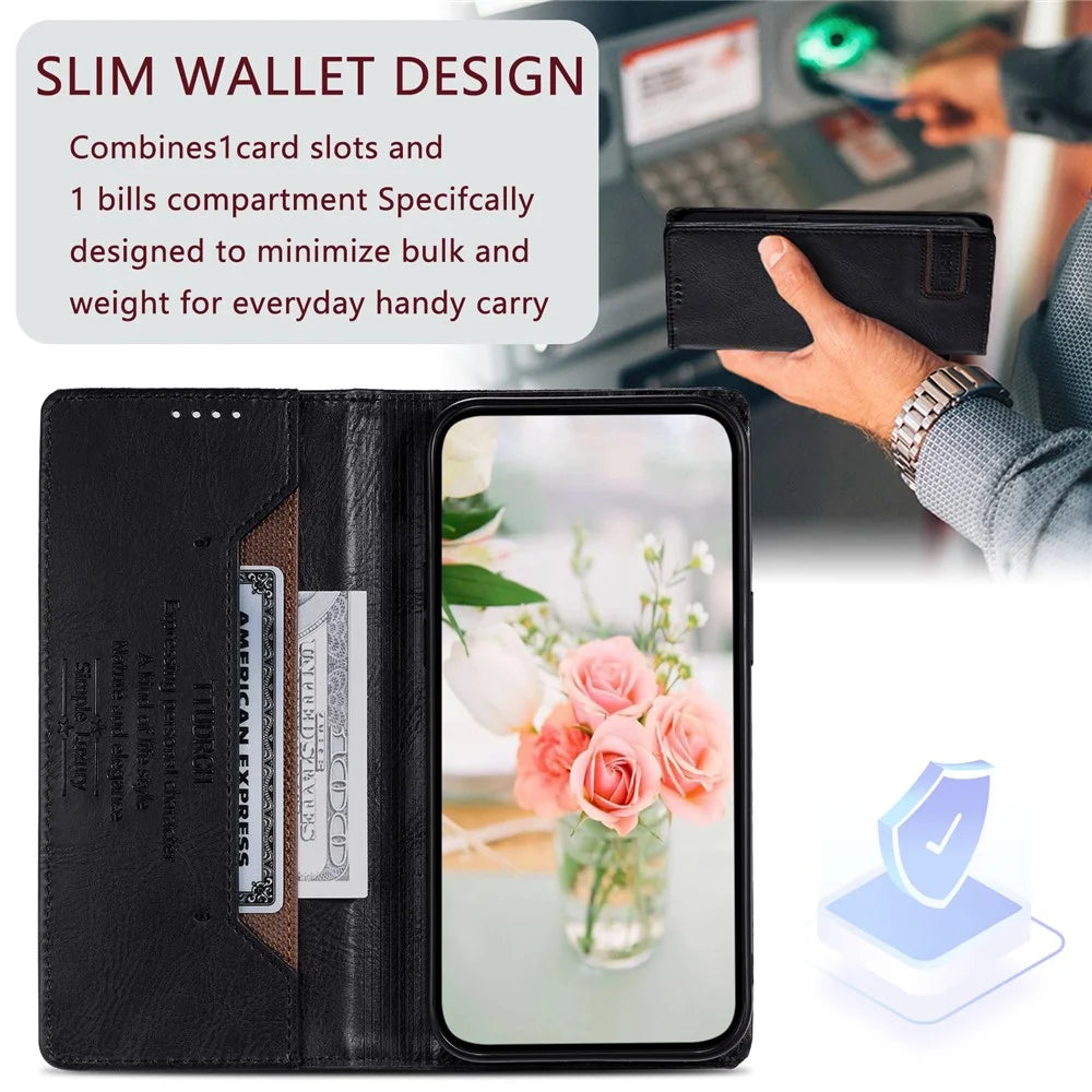 TTUDRCH Style 007 Wallet Case for iPhone 6 / 6s / 7 / 8 / SE (2020) / SE (2022) Stand RFID Blocking Leather Phone Cover - Black - 5