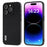 ABEEL For iPhone 15 Pro Nappa Texture Cell Phone Case Genuine Cow Leather+PC+TPU Cover - Black - 1