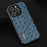 ABEEL Ostrich Texture Phone Case for iPhone 15 Pro Genuine Cow Leather Coated PC+TPU Cover - Blue - 3