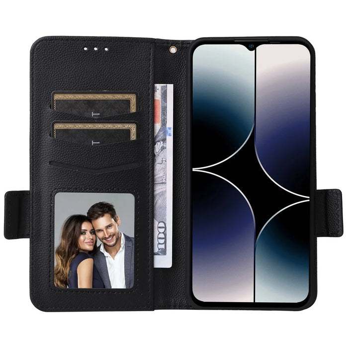 For Ulefone Note 16 Pro Litchi Texture Wallet Stand Phone Case Anti-fall PU Leather Cover - Black - 2