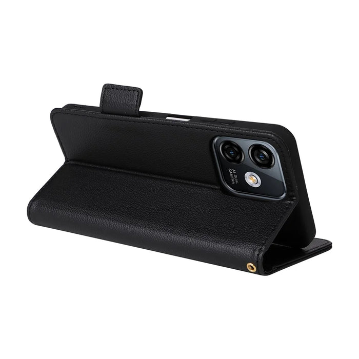 For Ulefone Note 16 Pro Litchi Texture Wallet Stand Phone Case Anti-fall PU Leather Cover - Black - 4