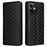 Flip Shell for Ulefone Note 16 Pro Rhombus Imprinted PU Leather Phone Cover Stand Case - Black - 1