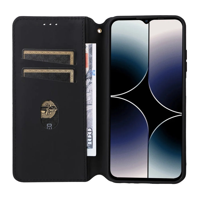 Flip Shell for Ulefone Note 16 Pro Rhombus Imprinted PU Leather Phone Cover Stand Case - Black - 2