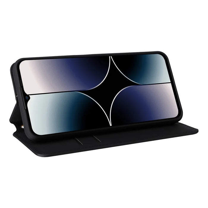 Flip Shell for Ulefone Note 16 Pro Rhombus Imprinted PU Leather Phone Cover Stand Case - Black - 3