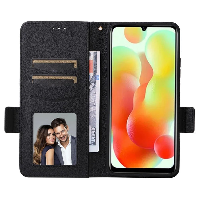 For Oukitel C33 Litchi Texture Wallet Stand Phone Case PU Leather Shockproof Cover - Black - 2