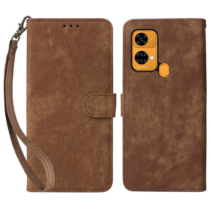 For Oukitel C33 Phone Cover RFID Blocking Wallet Stand Shell Drop Proof Leather Case - Brown - 1