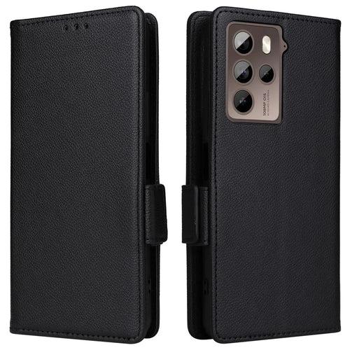 Phone Case for HTC U23 / U23 Pro 5G Litchi Texture Wallet Stand PU Leather Cover - Black - 1