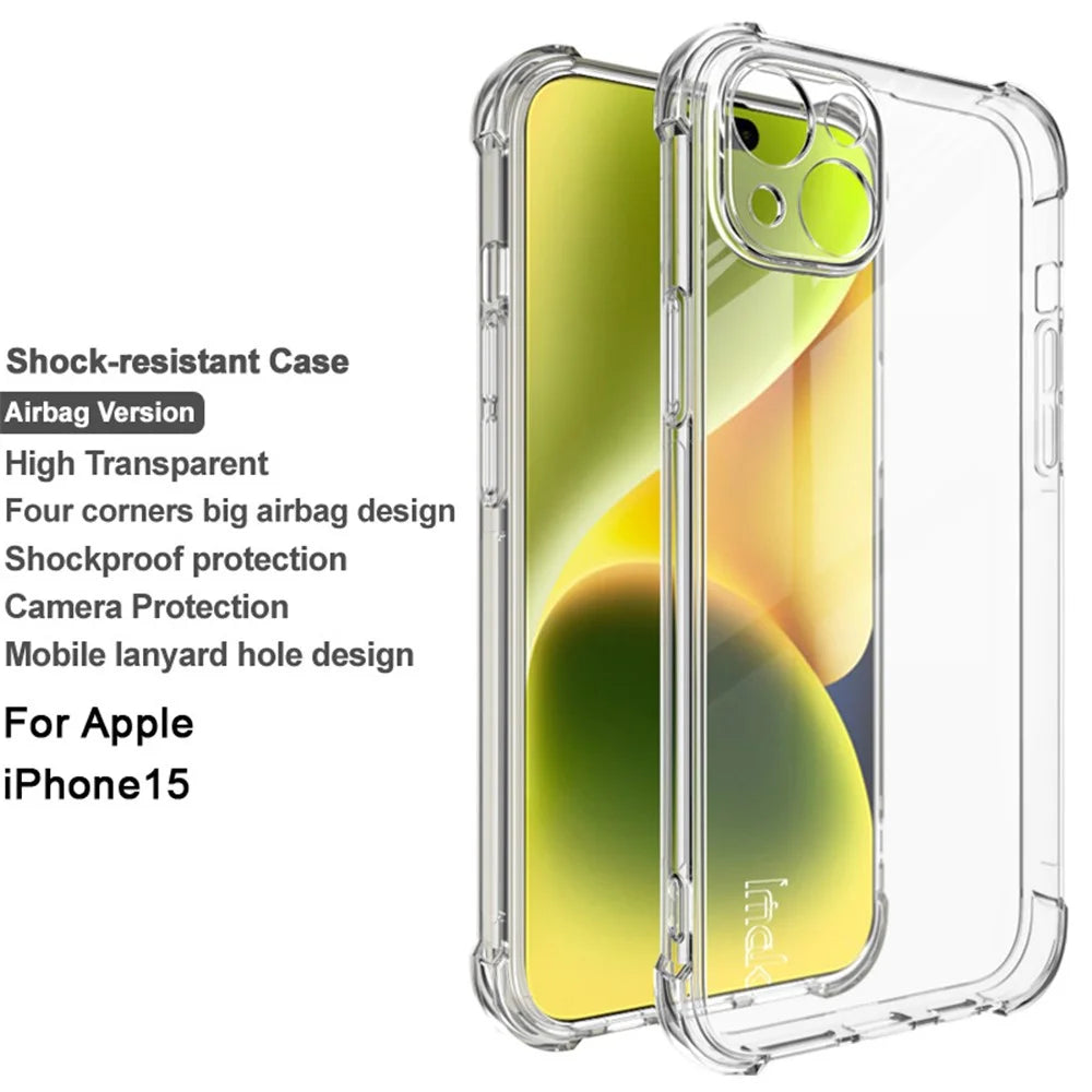 IMAK Anti-scratch Phone Case for iPhone 15 , Ultra Clear Back Cover Flexible TPU Phone Cover - Transparent - 2