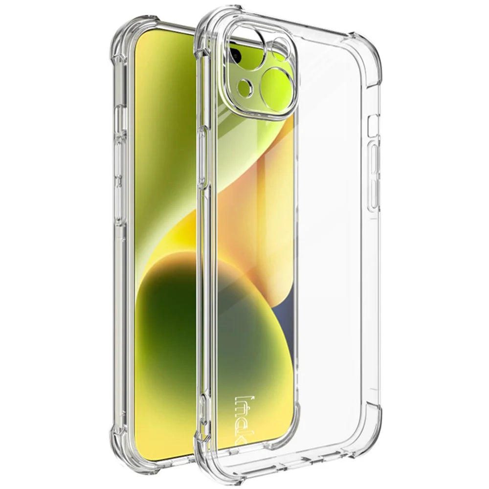 IMAK For iPhone 15 Plus Phone Case Four Corner Shock-Absorbed Clear Back Cover Soft TPU Phone Shell - Transparent - 1