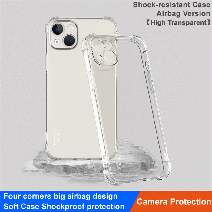 IMAK For iPhone 15 Plus Phone Case Four Corner Shock-Absorbed Clear Back Cover Soft TPU Phone Shell - Transparent - 3