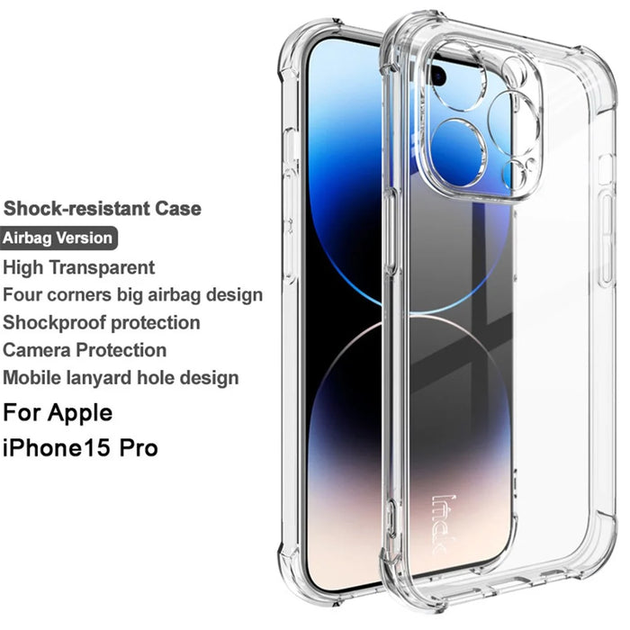 IMAK For iPhone 15 Pro Anti-scratch Super Clear Back Cover Soft TPU Phone Case - Transparent - 2